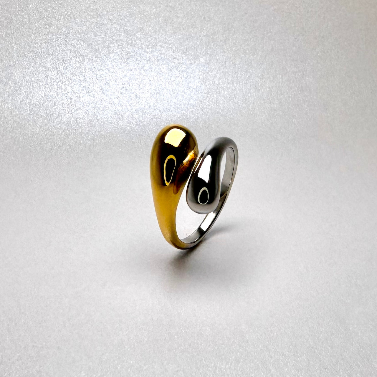 Dual Drop Ring 18k Gold PVD