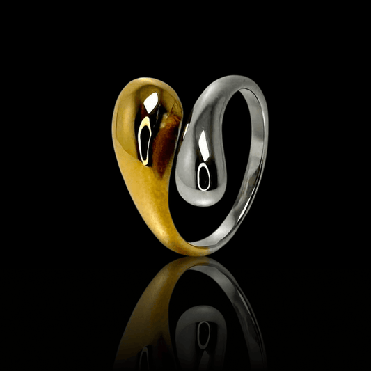 Dual Drop Ring 18k Gold PVD